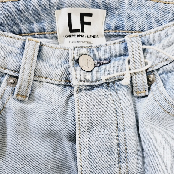 NEW Lovers + Friends Reece High Rise Slim Straight Jeans in Palms Blue - Picture 4 of 8